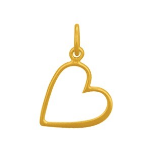 Gold Charm - Medium Open Heart with 24K Gold Plate 19x12mm