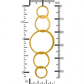 24K Gold Plate Five Circles of Life Link 18x55mm