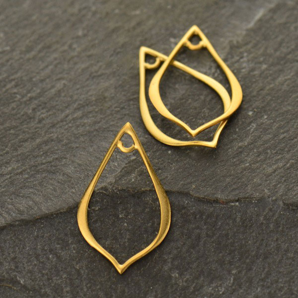 Jewelry Parts Sm Pointed Teardrop Link In K Gold Plate