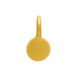 Gold Charm - Flat Circle Dangle with 24K Gold Plate 7x4mm