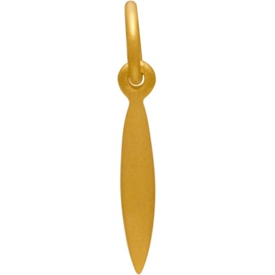 Gold Charms - Pod Charm Dangle with 24K Gold Plate 17x2mm