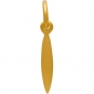 Gold Charms - Pod Charm Dangle with 24K Gold Plate 17x2mm