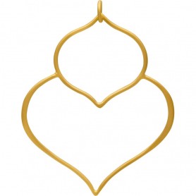 Gold Pendant -Large Double Lotus with 24K Gold Plate 48x36mm