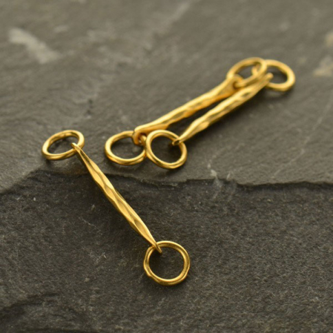 Hammered Bar Link in 24K Gold Plate 24x1mm