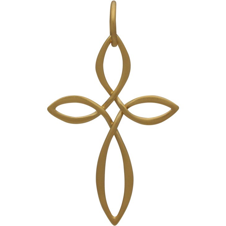 Gold Pendant -Celtic Style Cross with 24K Gold Plate 32x18mm