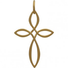 Gold Pendant -Celtic Style Cross with 24K Gold Plate 32x18mm