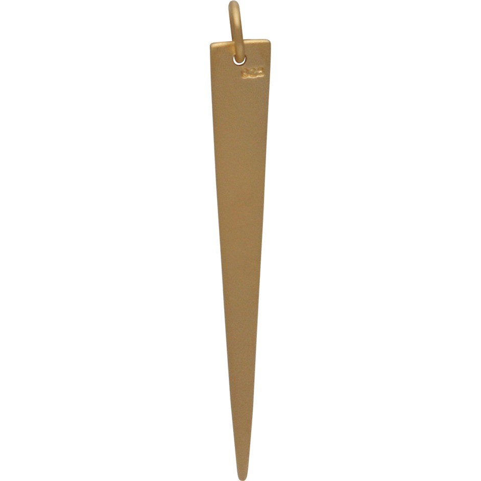 Gold Pendant - Long Triangle with 24K Gold Plate 42x5mm