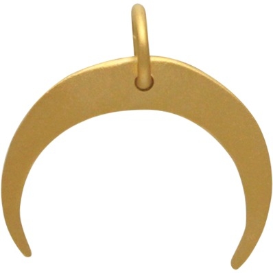 24K Gold Plated Hammered Crescent Moon Charm 16x16mm