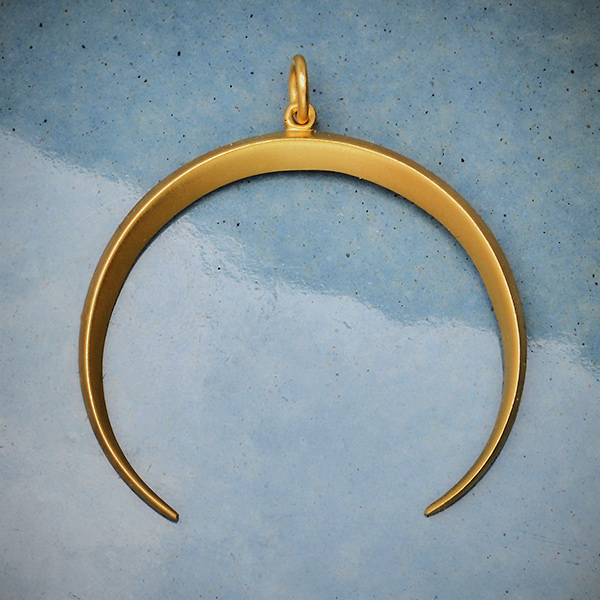 Details about   Half Moon Crescent Tusk Charm Pendant 925 Sterling Silver 18K Gold Plated