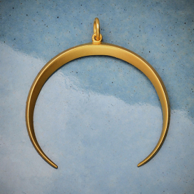 24K Gold Plated Inverted Ridged Crescent Moon Charm 35x33mm