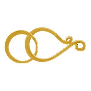 Gold Clasp - Flat Hook and Eye in 24K Gold Plate 25x11mm