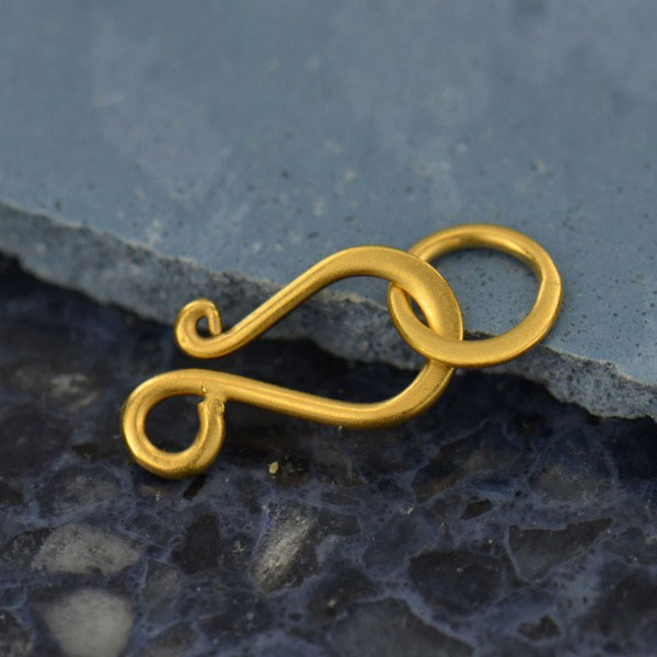 Gold Clasp - Flat Small Hook and Eye in 24K Gold Plate