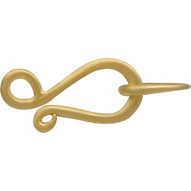 Gold Clasp - Flat Hook and Eye in 24K Gold Plate 16x6mm