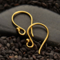 Gold Ear Hook - Simple with Ball in 24K Gold Plate 16x9mm