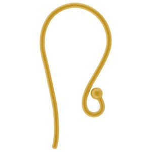 Satin 24K Gold Plated Large Simple Ear Hook w Ball 23x12mm