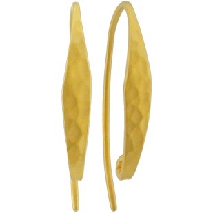 Gold Ear Wire - Long Hammered With 24K Gold Plate 27x4mm