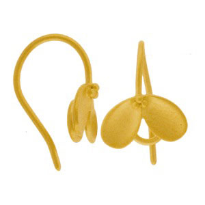 Gold Ear Hook - with Cupped Petal in 24K Gold Plate 18x11mm