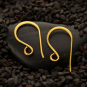 Gold Ear Wire - Simple Flat with 24K Gold Plate 20x10mm