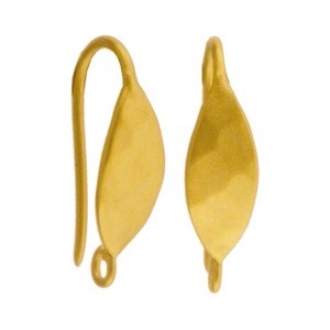 24K Gold Plated Hammered Almond Shape Ear Hook 17x10mm