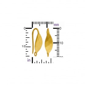 24K Gold Plated Hammered Almond Shape Ear Hook 17x10mm
