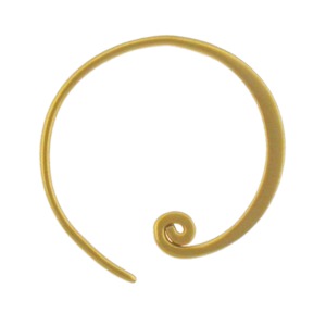 24K Gold Plated Hoop Earrings - Circle with Curlicue 20x18mm