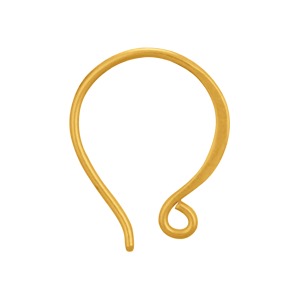 24K Gold Plated Hammered Ear Wire with Hidden Loop 18x3mm