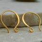 24K Gold Plated Hammered Ear Wire with Hidden Loop 18x3mm