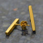 24K Gold Plated Bar Stud Earrings 15x2mm