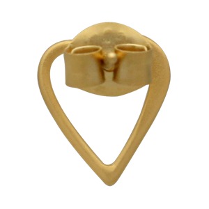 24K Gold Plated Stud Earrings - Openwork Heart 9x8mm