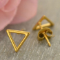 24K Gold Plated Stud Earrings - Openwork Triangle 7x9mm