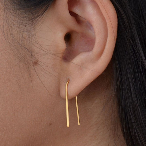  Gold Ear Wire - Arc Earrings with 24K Gold Plate 23x7mm