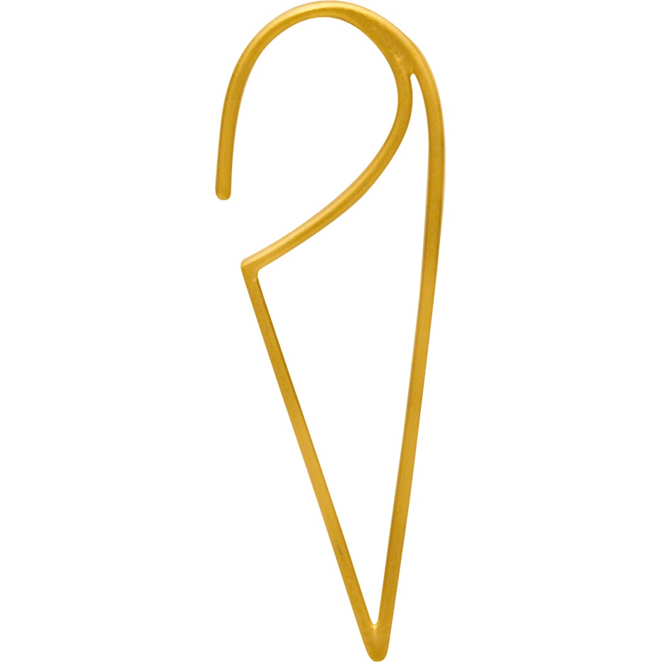 24K Gold Plated Open Triangle Hoop Earrings 40x15mm