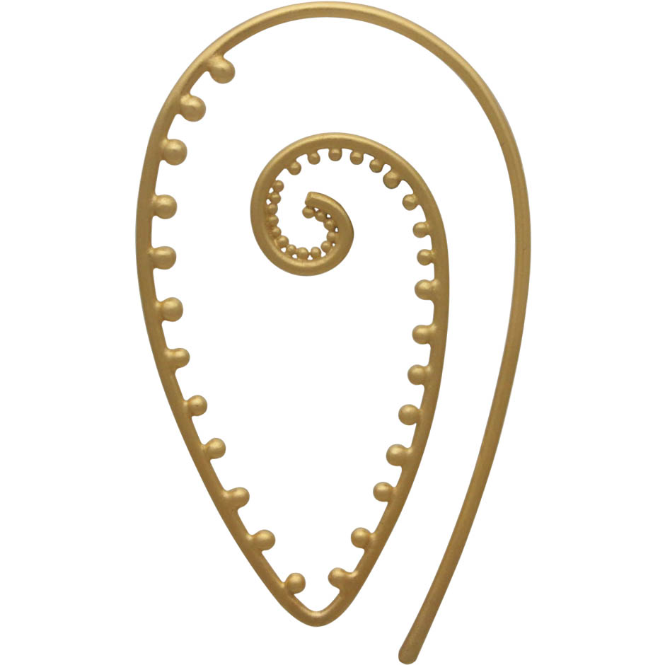 24K Gold Plated Spiral Earrings with Granulation 39x24mm