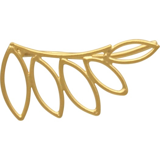 Gold Earring Climber-Leaf Shape in 24K Gold Plate 23x11mm