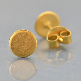Gold Stud Earrings - Circle Post in 24K Gold Plate 6x6mm
