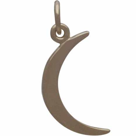 Gold Charm - Moon with 14K Shiny Gold Plate 22x8mm