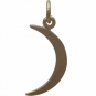 Gold Charm - Moon with 14K Shiny Gold Plate 22x8mm