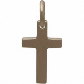  Gold Charms - Cross with 14K Shiny Gold Plate 15x7mm
