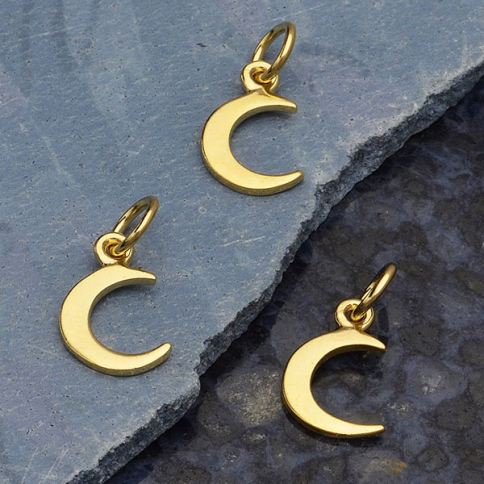 14K Shiny Gold Plated Crescent Moon Charm 14x7mm