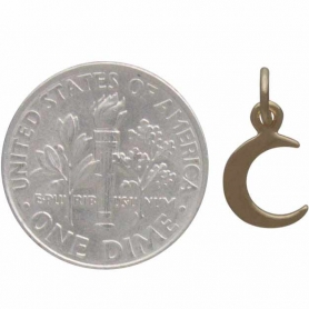 14K Shiny Gold Plated Crescent Moon Charm 14x7mm
