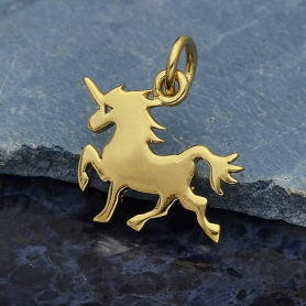 Gold Charm - Unicorn with 14K Shiny Gold Plate DISCONTINUED