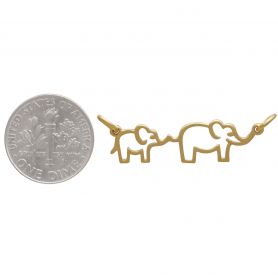 14K Shiny Gold Plated Mama and Baby Elephant Pendant 12x30mm