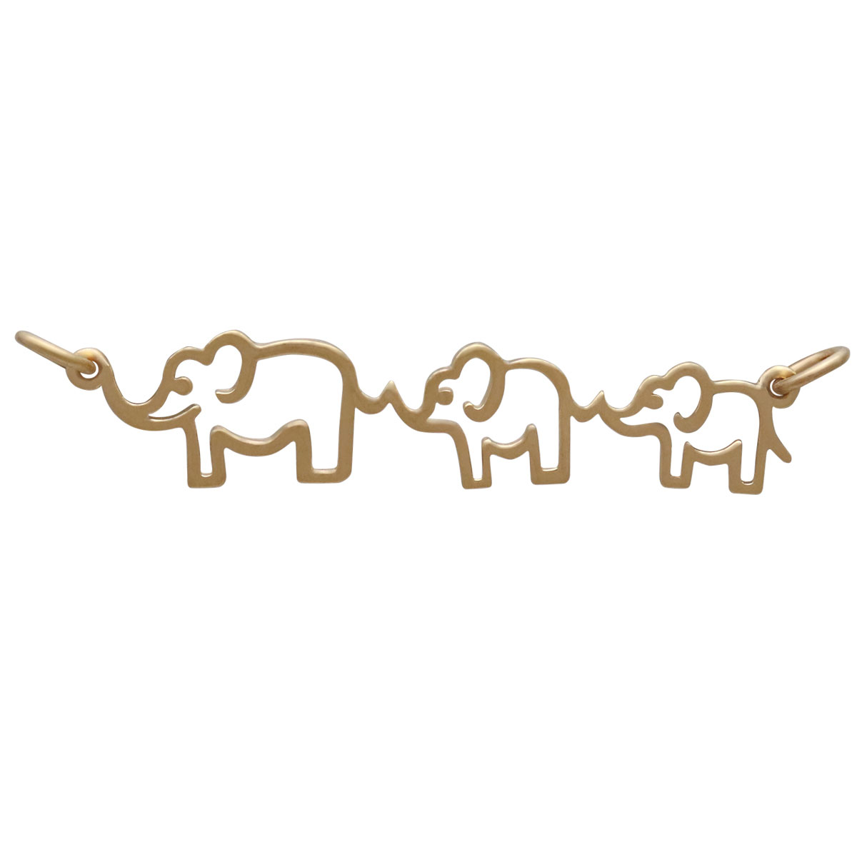 14K Gold Plated Mama and Two Baby Elephant Festoon 12x45mm