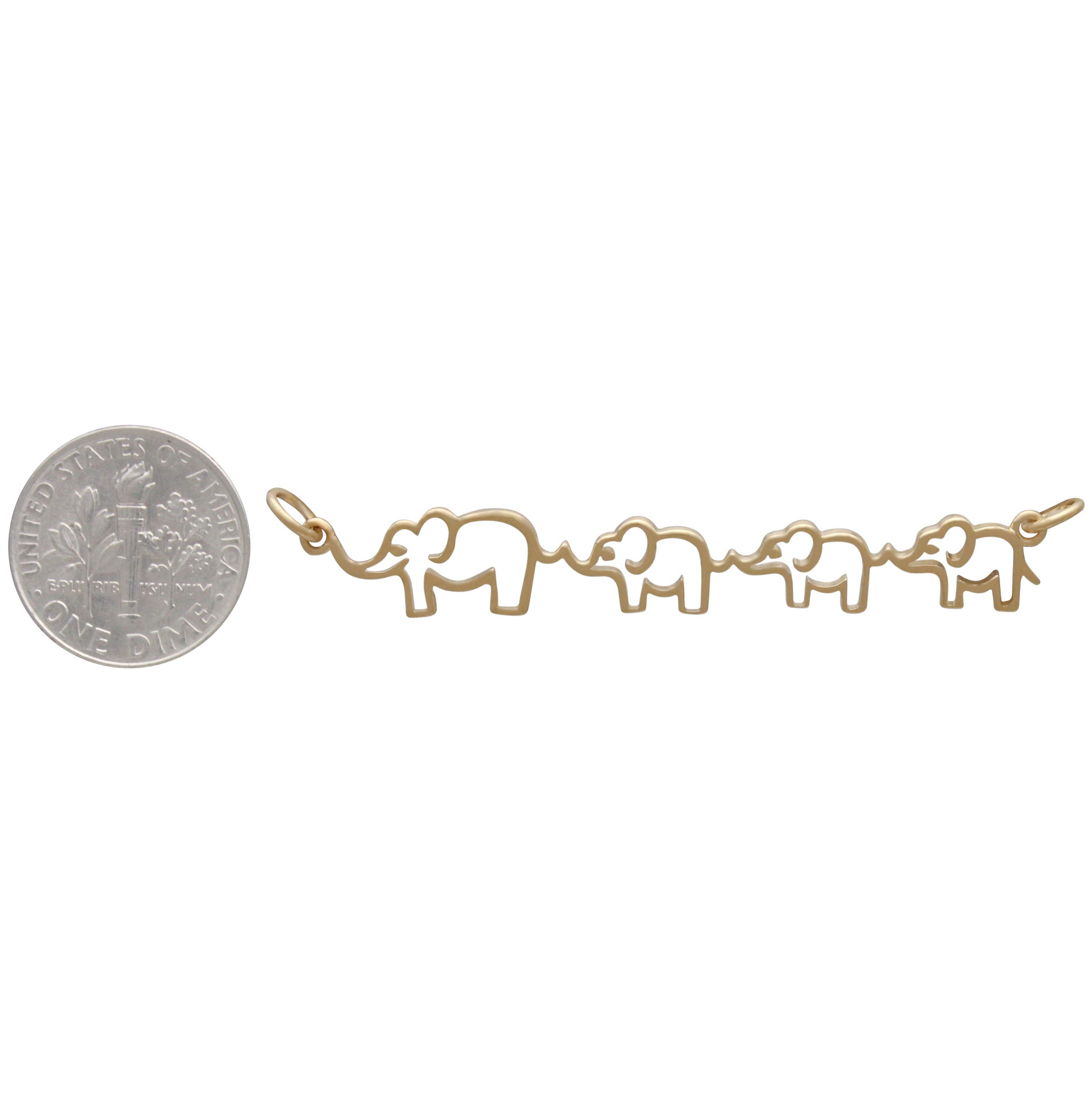 14K Gold Plated Mama and Three Baby Elephant