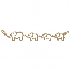 14K Gold Plated Mama and Three Baby Elephant