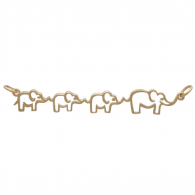 14K Gold Plated Mama and Three Baby Elephant