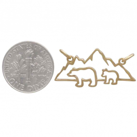 14K Shiny Gold Plated Mama and 1 Baby Bear Festoon 14x28mm