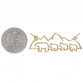 14K Shiny Gold Plated Mama and 3 Baby Bear Festoon 14x35mm