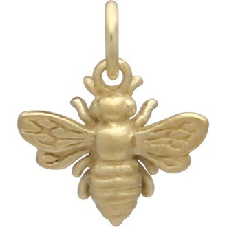 14K Shiny Gold Plated Small Bee Charm 14x12mm