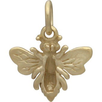 14K Shiny Gold Plated Small Bee Charm 14x12mm